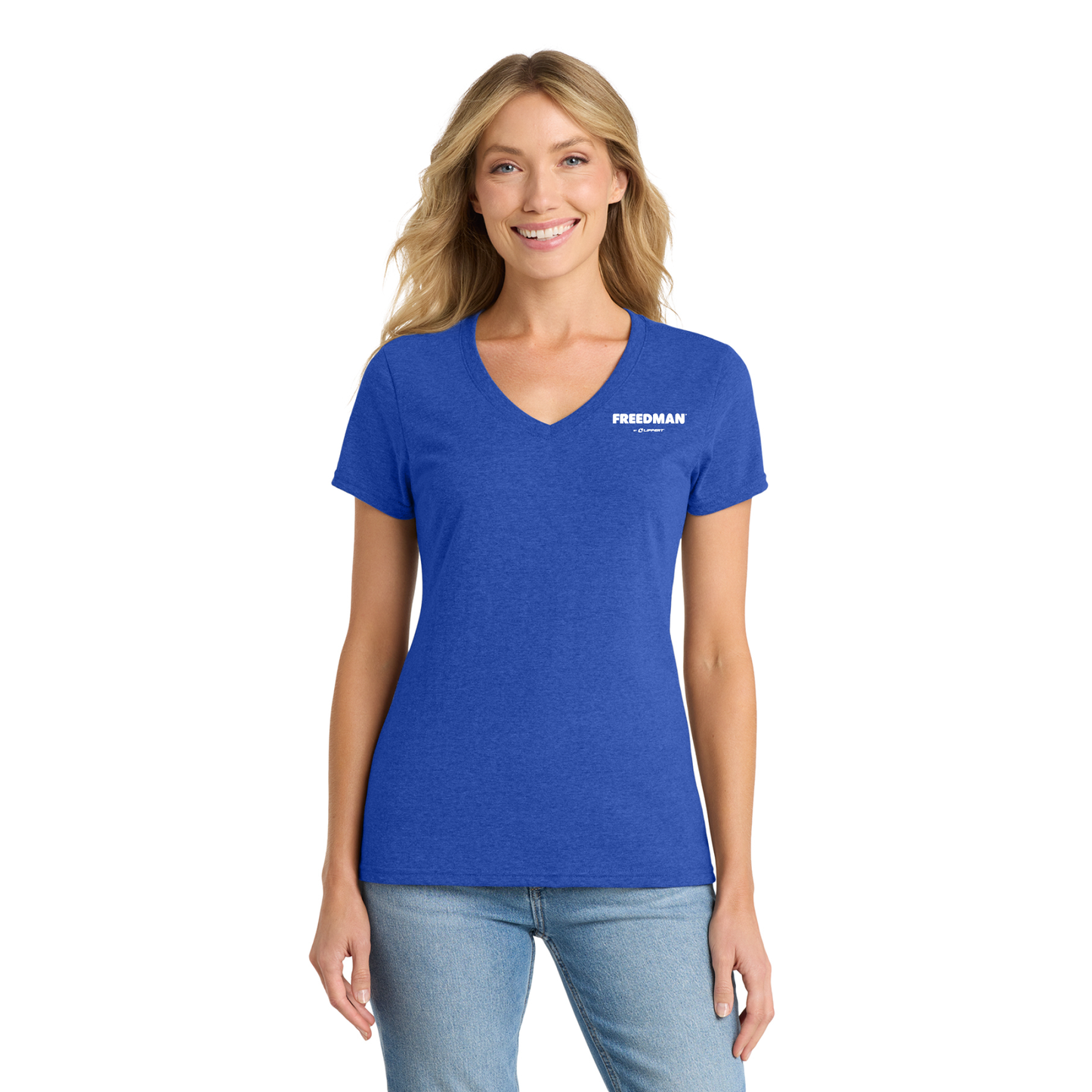 Women's V-Neck Tee - LPC455V - Freedman - White Logo