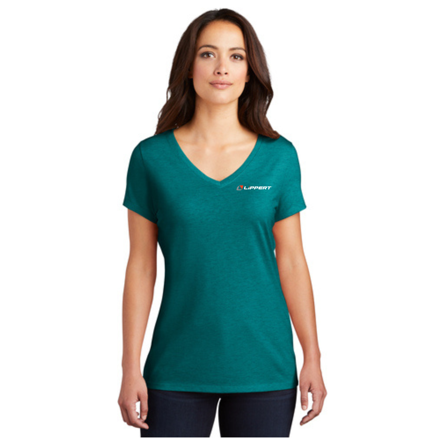 Ladies Softstyle V-Neck T-Shirt (Heathered Teal)