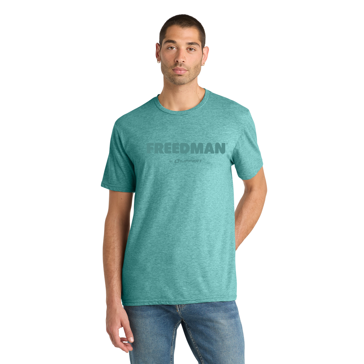 Freedman District® Perfect Blend® CVC Tee - Heathered Eucalyptus Blue