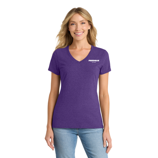 Women's V-Neck Tee - LPC455V- Freedman -  White Logo