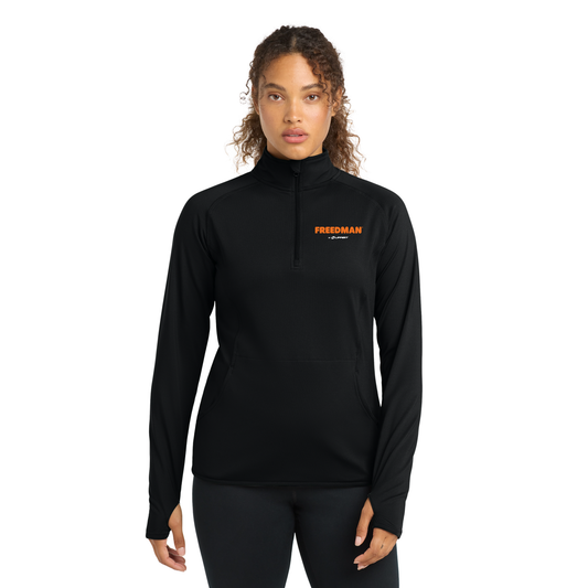 Women's Stretch 1/4-Zip Pullover - LST850 - Freedman - Full Color Logo