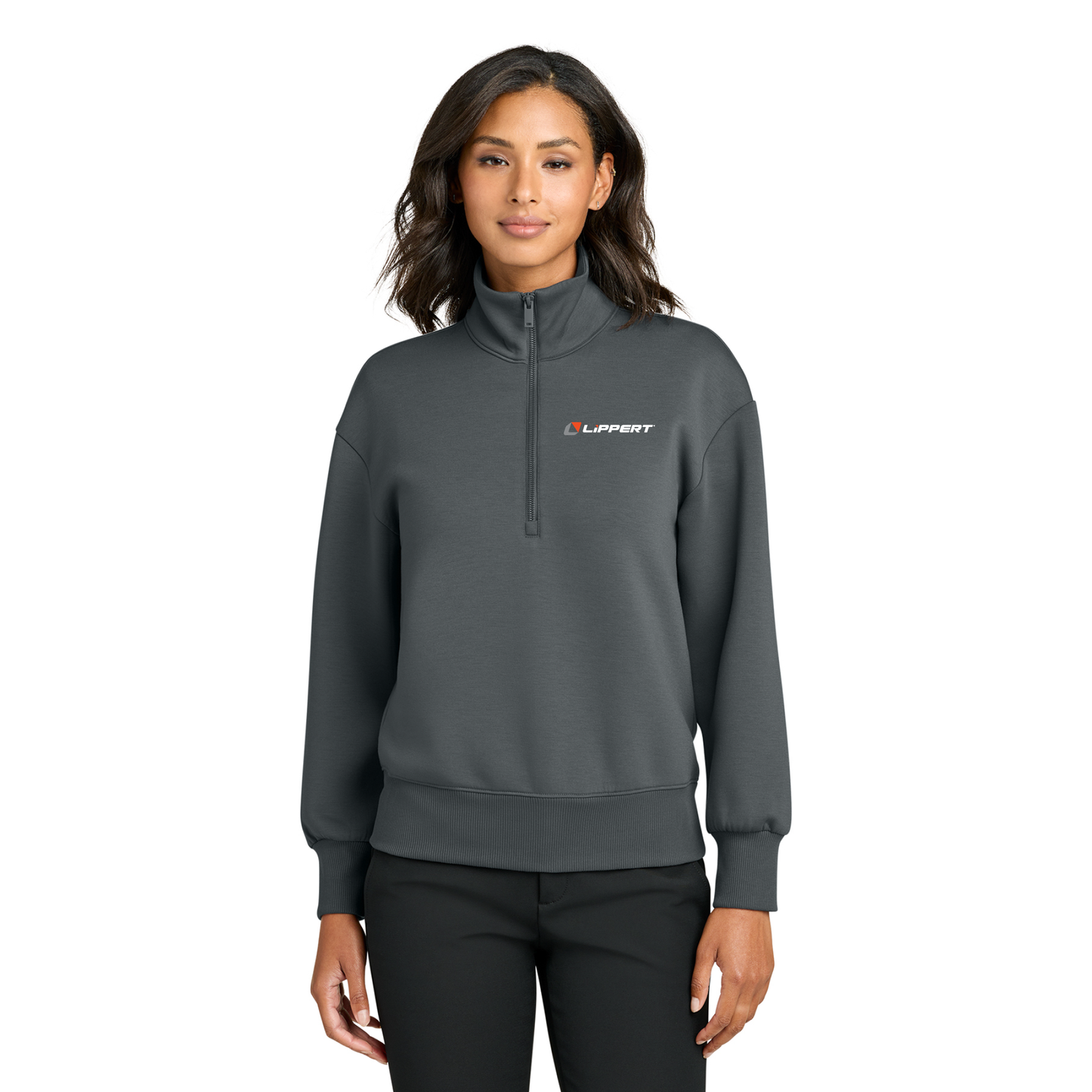 Ladies Soft 1/4 Zip - Storm Grey - Lippert Full Color Logo